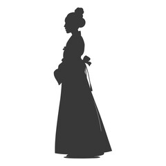 Silhouette independent korean women wearing hanbok black color only