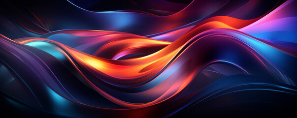 Illustrate a dynamic digital environment with an abstract, fluid metal form, emphasizing radiant neon accents, while avoiding any imperfections to produce a detailed, professional grade background.