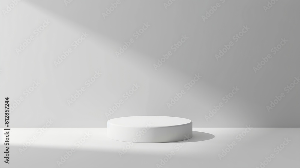 Aufkleber empty white podium on light grey background minimal template round showcase for cosmetic product adv