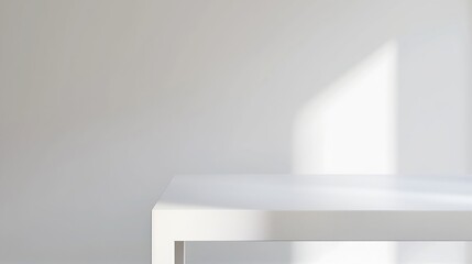 Empty white table top mock up white desk and white background : Generative AI