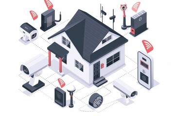 Obraz premium Effective safeguarding and safety monitoring on digital platforms through smart cameras and content distribution algorithms.