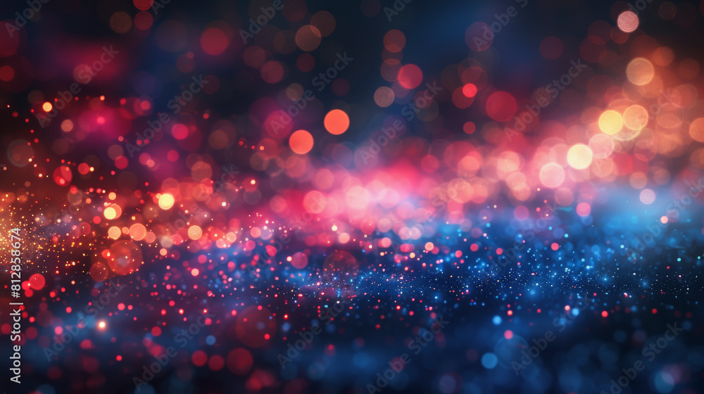 Aufkleber an abstract background of sparkling lights with a bokeh effect, featuring a color gradient from blue