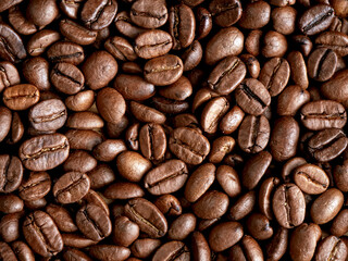 Arabica coffee beans. Full frame.