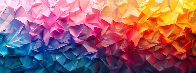 Low poly abstract art with vibrant colors.