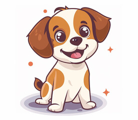 The illustration depicts a cute cartoon dog with a white background.