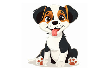 Naklejka premium The illustration depicts a cute cartoon dog with a white background.