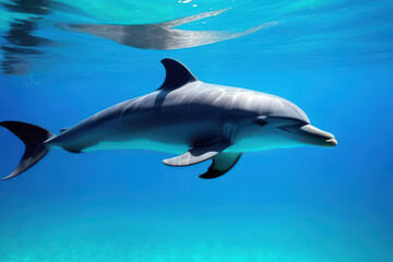 Graceful dolphin swimming in the clear blue ocean, symbolizing wildlife in harmony