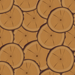Trunk cuts seamless pattern. Tree trunk ring vector background