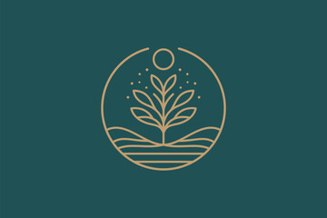 Botanical Nature Flourish Harmony in Sustainable Growth Under The Sun Logo