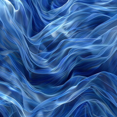 Blue wave flowing fabric in an abstract dreamy design