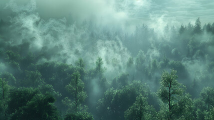 Early Morning Fog Envelops Ancient Old Growth Forest, Adding a Layer of Mystery   Photo Realistic Concept of Foggy Old Growth Forest at Dawn   Adobe Stock