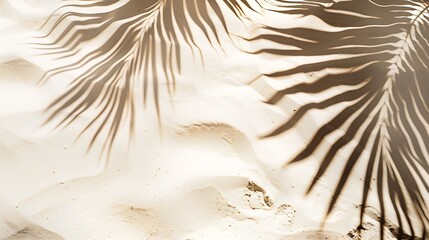 Summer background top view beach towel on sand with  sun shadow from palm leaf Summer aesthetic photo pale beige colored copy space nobody vacation and relaxation concept Top view sand : Generative AI
