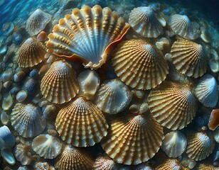 texture of small seashells close-up