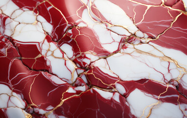 Luxurious Red and White Marble with Golden Cracks  - made with Generative AI