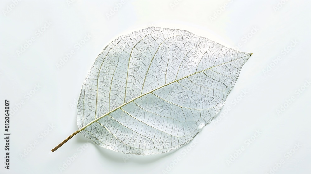 Aufkleber leaf on white canvases background : generative ai