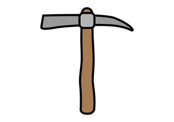 Icono de un pico de mango de madera de minero.