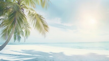 Beautiful tropical beach banner White sand and coco palms travel tourism wide panorama background concept Amazing beach landscape : Generative AI