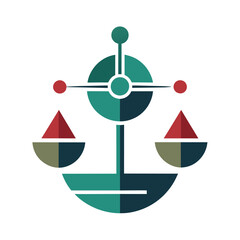 A stylized balance scale logo design with clean lines and symmetry, A balanced composition using only a few elements, minimalist logo