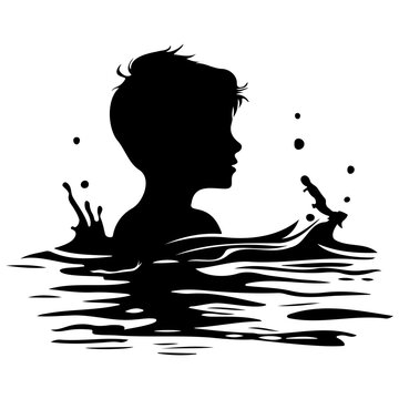 recommend clip art: little boy swimming vector illustration