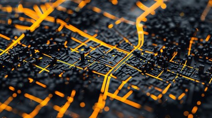 City map street road Urban planning concept Black texture : Generative AI