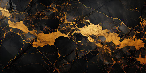 Transform your space with the elegance of abstract black marble stone texture and intricate gold veins for wall backgrounds or floor tiles.