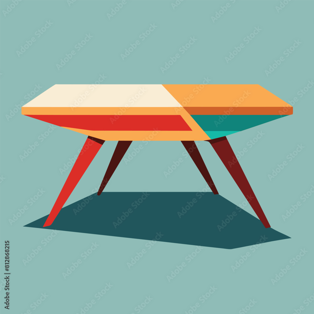 Poster a minimalist coffee table featuring two different colors on its surface, creating a striking visual 