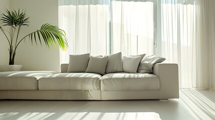 Cozy and Minimalistic Modern Living Room with Comfortable Furnishings and Soothing Ambiance