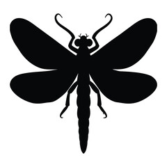 silhouette of a damselfly on white 