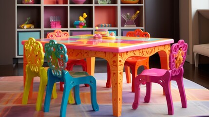 Vibrantly colorful dining table set for kids
