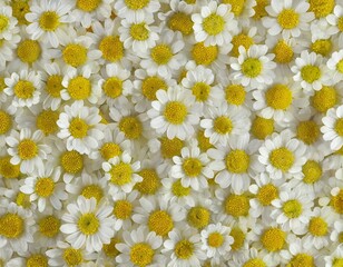 Obraz premium many small daisy chamomile flowers full screen close-up texture