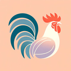 Obraz premium Abstract Rooster Illustration in Pastel Colors.