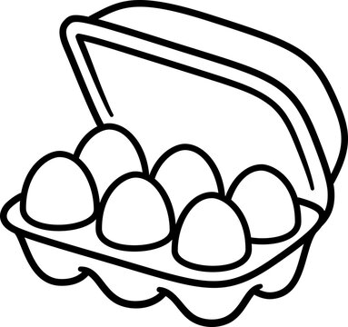 recommend clip art: Hand drawn egg carton doodle line icon. Half dozen eggs container. Simple cartoon drawing, vector clip art illustration.