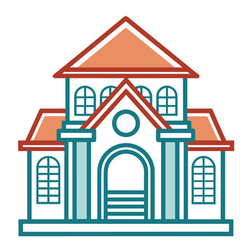 recommend clip art: A house with a red roof standing against a blue sky background, A simple, elegant design incorporating a subtle house outline