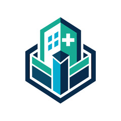 A logo featuring a prominent cross symbol for a church, showcasing a strong and recognizable design, A simple yet impactful logo for a cutting-edge medical facility
