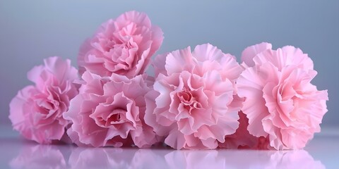 Pastel Pink Carnation Bouquet in D on White Background for Mother's Day. Concept Mother's Day, Pastel Pink Carnation, Bouquet, White Background, Floral Arrangement