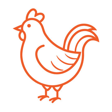 recommend clip art: Minimalist orange outline of chicken on white backdrop, A stylized outline of a chicken in a minimalist style, minimalist logo