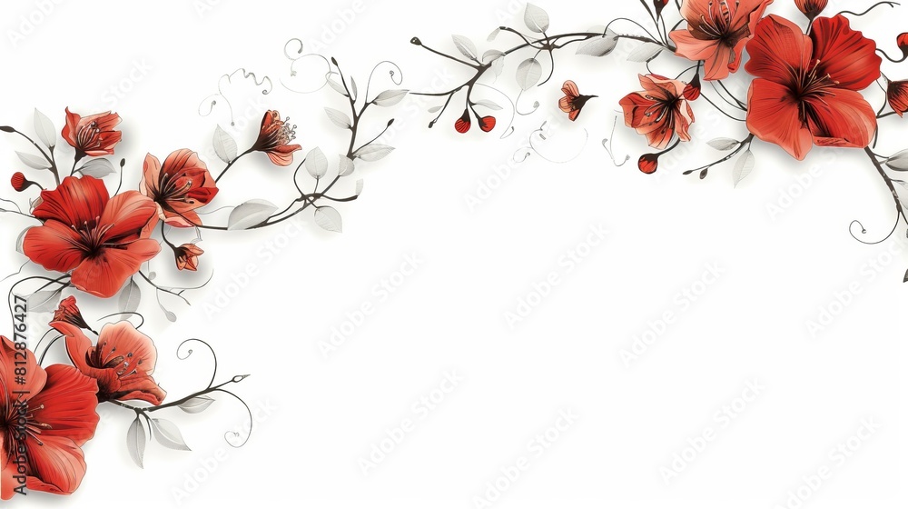 Poster simple flower shapes at the corners or sides of the page with a blank space for symbol or text.