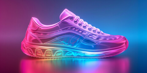Neon-colored sneakers shoe design isolated on a gradient  