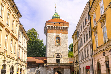 St. Florian's Gate in Old Town of Krakow, Poland