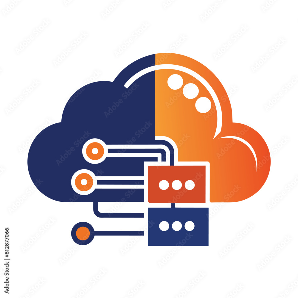 Poster two dice are placed on top of a cloud, symbolizing a unique cloud computing system, abstract represe