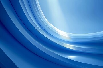 Blue abstract background with smooth curved lines,   render illustration