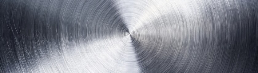 The image is a close-up of a brushed metal surface with a radial pattern