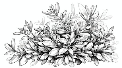 Fenugreek fresh leaves hand drawn engraving style m