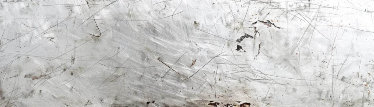 The image is a close-up of a metal surface with a lot of scratches and dents