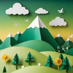 Advancing Environmental Conservation: Graphic Design Showcasing Green Landscapes and Renewable Energy