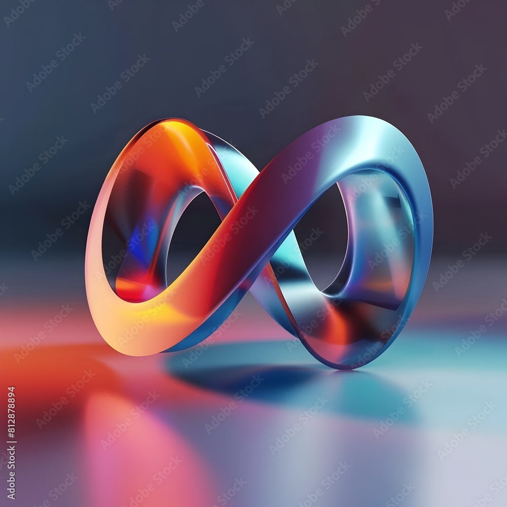Poster abstract 3d endless loop reflecting light and shadow in surreal digital environment