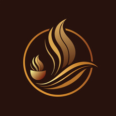 Obraz premium A coffee cup with a distinct swirl pattern on its surface, An elegant logo for a gourmet chocolate brand, minimalist logo