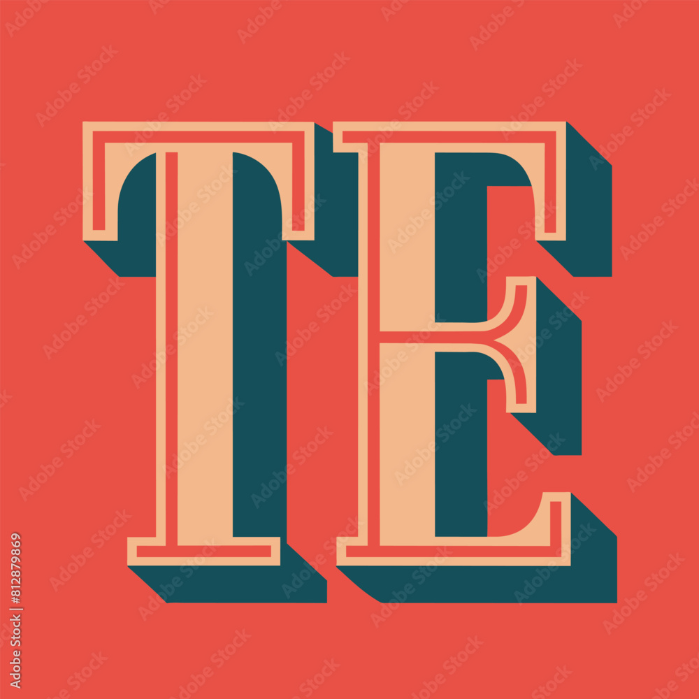 Poster the letter e is cleverly created by combining two letters together to form the unique shape, bold in