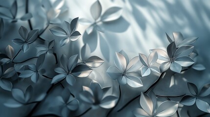 A white flower blooms elegantly against a vibrant blue backdrop in a minimalistic nature scene