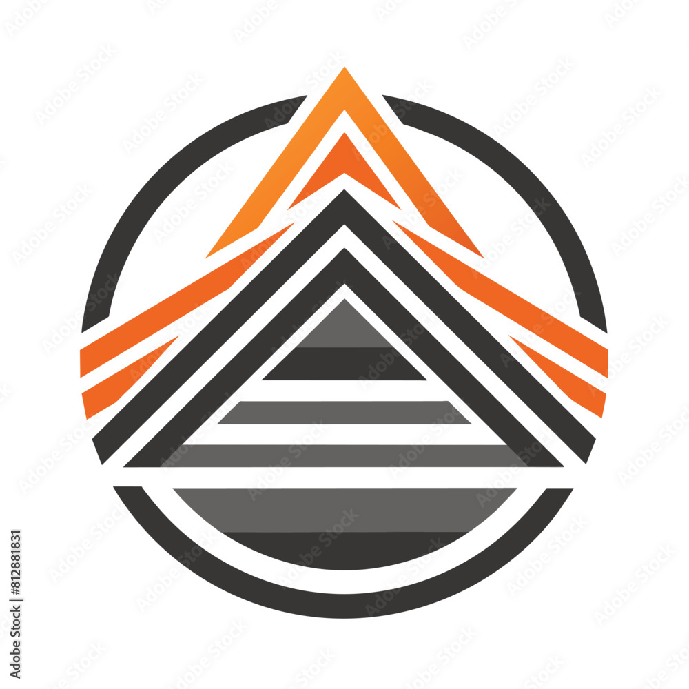 Poster minimalist logo design for a company with a triangular element at its center, craft a minimalist log